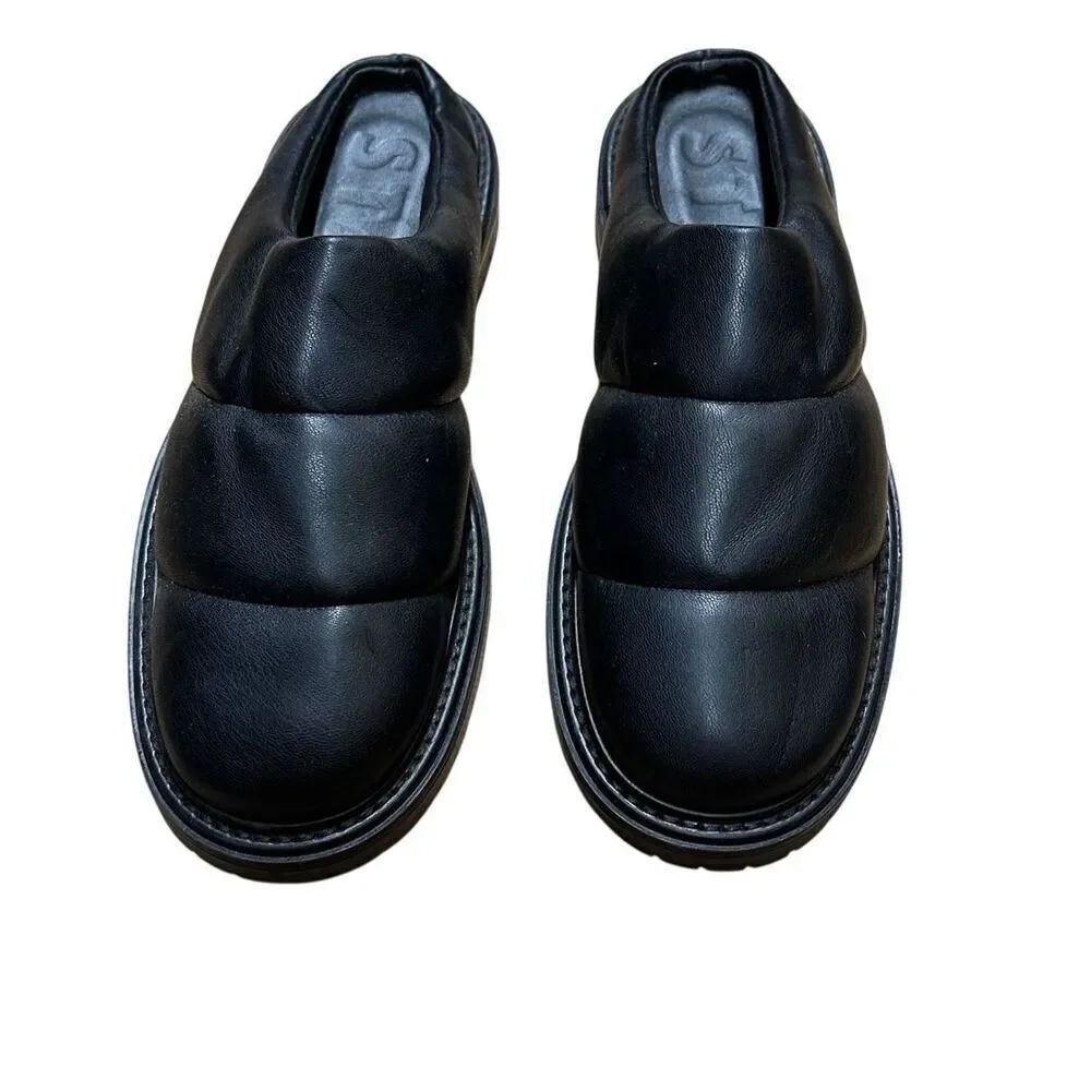 STAUD ASTRO CHANNEL QUILTING LUGGED SOLE LEATHER Mule in Black NWOB Size 39